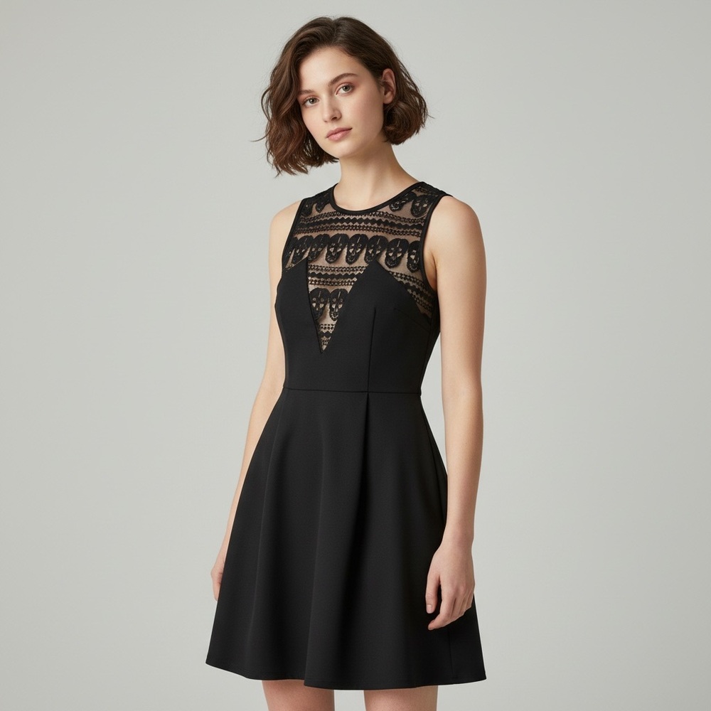 LF Millau Black Dress with Discreet Skull Lace